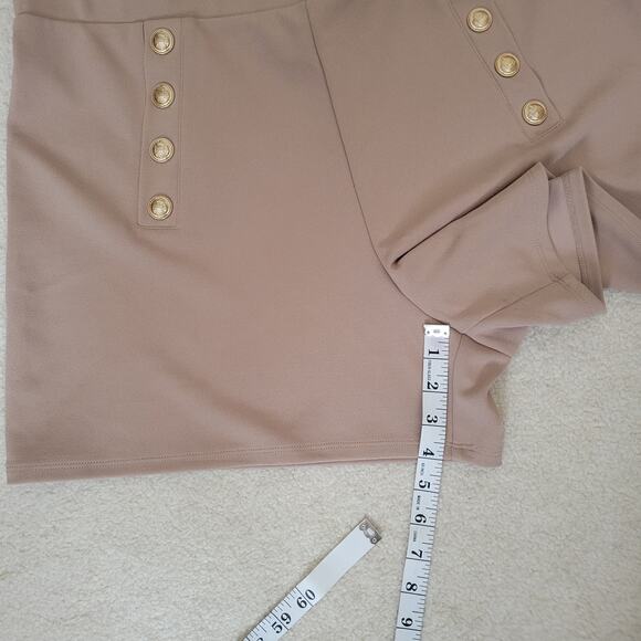 NWT  XL H&M High Waist Nautical Sailor Casual Shorts Buttons Sustainable Tan - Picture 6 of 13
